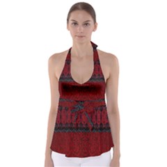 Crush Red Lace Two Patterns  Babydoll Tankini Top by flipstylezfashionsLLC