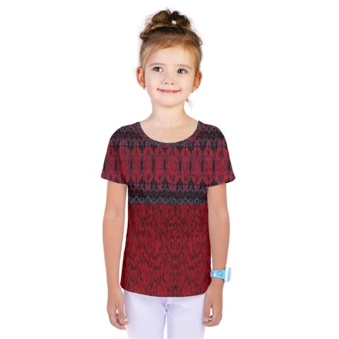 Crush Red Lace Two Patterns  Kids  One Piece Tee by flipstylezfashionsLLC