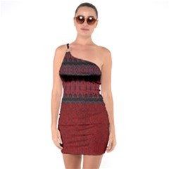 Crush Red Lace Two Patterns  One Soulder Bodycon Dress by flipstylezfashionsLLC