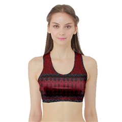 Crush Red Lace Two Pattern By Flipstylez Designs Sports Bra With Border by flipstylezfashionsLLC