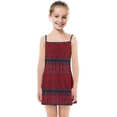 Crush Red Lace Two Pattern By Flipstylez Designs Kids Summer Sun Dress by flipstylezfashionsLLC