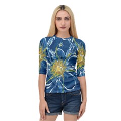 Blue Star Flower Quarter Sleeve Raglan Tee