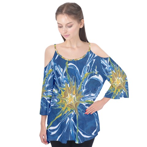 Blue Star Flower Flutter Tees by lwdstudio