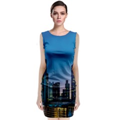 Frankfurt Germany Panorama City Sleeveless Velvet Midi Dress