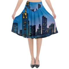 Frankfurt Germany Panorama City Flared Midi Skirt