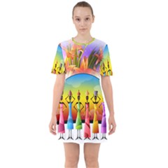 African American Women Sixties Short Sleeve Mini Dress by AlteredStates