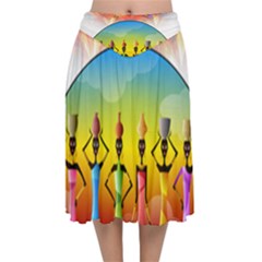 African American Women Velvet Flared Midi Skirt by AlteredStates