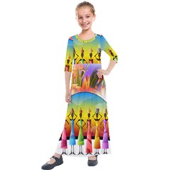 African American Women Kids  Quarter Sleeve Maxi Dress by AlteredStates