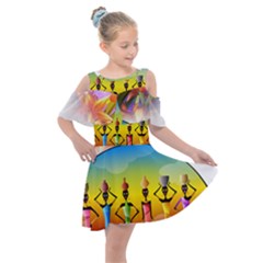 African American Women Kids  Shoulder Cutout Chiffon Dress by AlteredStates