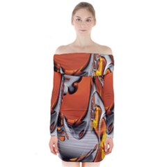 Special Fractal 24 Terra Long Sleeve Off Shoulder Dress by ImpressiveMoments