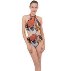 Special Fractal 24 Terra Halter Side Cut Swimsuit