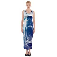 Bear Grizzly Wallpaper Fitted Maxi Dress
