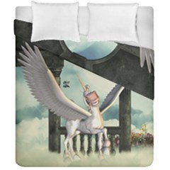 Cute Little Pegasus In The Sky, Cartoon Duvet Cover Double Side (california King Size) by FantasyWorld7