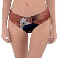 Awesome Black And White Wolf Reversible Classic Bikini Bottoms by FantasyWorld7