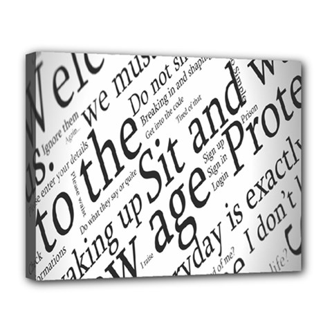 Abstract Minimalistic Text Typography Grayscale Focused Into Newspaper Canvas 14  x 11  (Stretched)