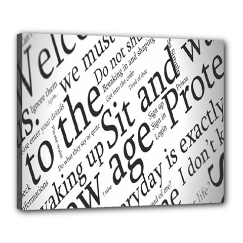 Abstract Minimalistic Text Typography Grayscale Focused Into Newspaper Canvas 20  x 16  (Stretched)