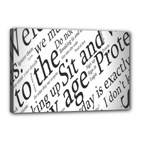 Abstract Minimalistic Text Typography Grayscale Focused Into Newspaper Canvas 18  x 12  (Stretched)