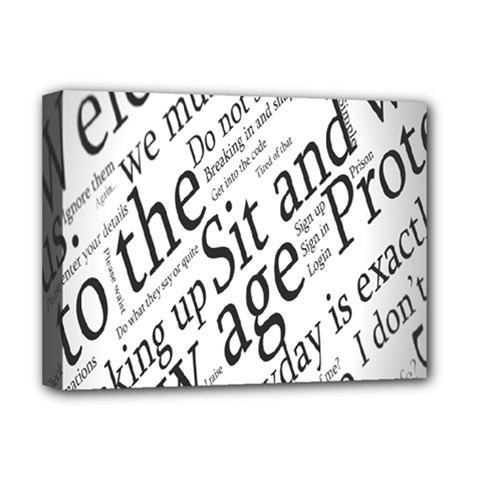 Abstract Minimalistic Text Typography Grayscale Focused Into Newspaper Deluxe Canvas 16  x 12  (Stretched) 