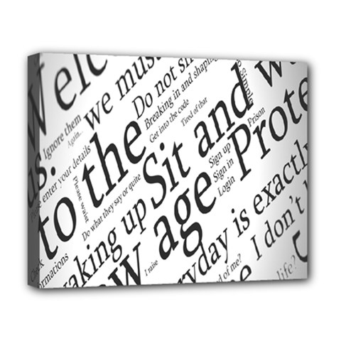 Abstract Minimalistic Text Typography Grayscale Focused Into Newspaper Deluxe Canvas 20  x 16  (Stretched)
