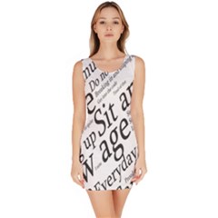 Abstract Minimalistic Text Typography Grayscale Focused Into Newspaper Bodycon Dress