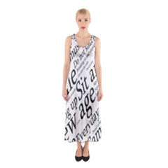 Abstract Minimalistic Text Typography Grayscale Focused Into Newspaper Sleeveless Maxi Dress