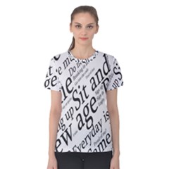Abstract Minimalistic Text Typography Grayscale Focused Into Newspaper Women s Cotton Tee