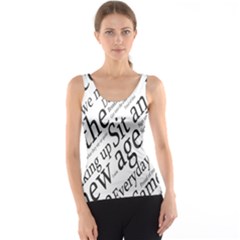 Abstract Minimalistic Text Typography Grayscale Focused Into Newspaper Tank Top