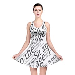 Abstract Minimalistic Text Typography Grayscale Focused Into Newspaper Reversible Skater Dress