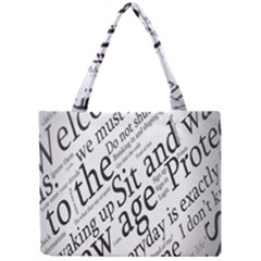 Abstract Minimalistic Text Typography Grayscale Focused Into Newspaper Mini Tote Bag