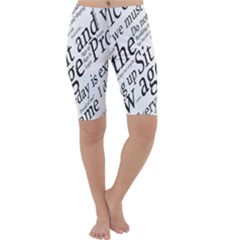 Abstract Minimalistic Text Typography Grayscale Focused Into Newspaper Cropped Leggings 