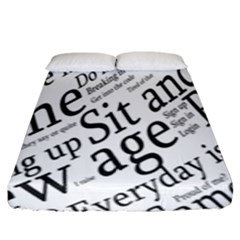 Abstract Minimalistic Text Typography Grayscale Focused Into Newspaper Fitted Sheet (King Size)