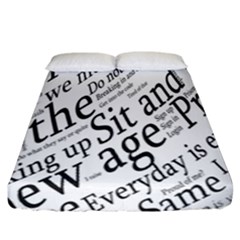 Abstract Minimalistic Text Typography Grayscale Focused Into Newspaper Fitted Sheet (California King Size)