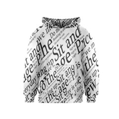 Abstract Minimalistic Text Typography Grayscale Focused Into Newspaper Kids  Pullover Hoodie
