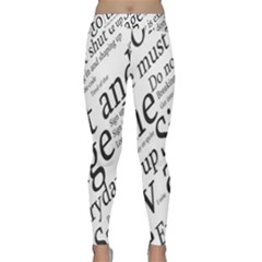Abstract Minimalistic Text Typography Grayscale Focused Into Newspaper Classic Yoga Leggings