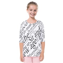 Abstract Minimalistic Text Typography Grayscale Focused Into Newspaper Kids  Quarter Sleeve Raglan Tee