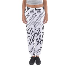 Abstract Minimalistic Text Typography Grayscale Focused Into Newspaper Women s Jogger Sweatpants