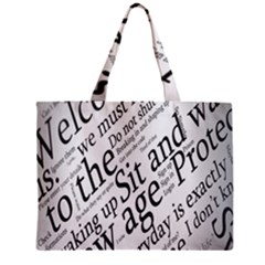 Abstract Minimalistic Text Typography Grayscale Focused Into Newspaper Zipper Mini Tote Bag