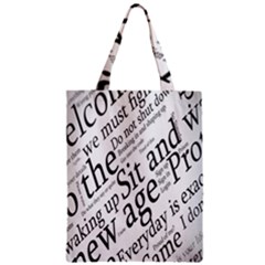 Abstract Minimalistic Text Typography Grayscale Focused Into Newspaper Zipper Classic Tote Bag
