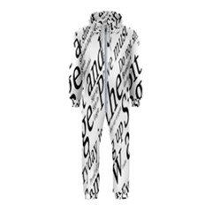 Abstract Minimalistic Text Typography Grayscale Focused Into Newspaper Hooded Jumpsuit (Kids)