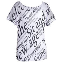 Abstract Minimalistic Text Typography Grayscale Focused Into Newspaper Women s Oversized Tee