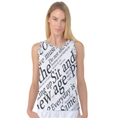Abstract Minimalistic Text Typography Grayscale Focused Into Newspaper Women s Basketball Tank Top