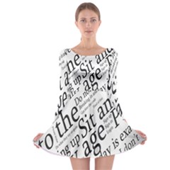 Abstract Minimalistic Text Typography Grayscale Focused Into Newspaper Long Sleeve Skater Dress