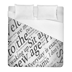 Abstract Minimalistic Text Typography Grayscale Focused Into Newspaper Duvet Cover (Full/ Double Size)