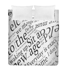 Abstract Minimalistic Text Typography Grayscale Focused Into Newspaper Duvet Cover Double Side (Full/ Double Size)