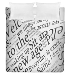 Abstract Minimalistic Text Typography Grayscale Focused Into Newspaper Duvet Cover Double Side (Queen Size)