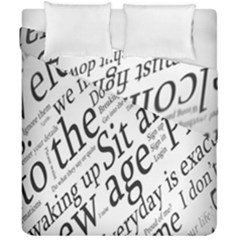 Abstract Minimalistic Text Typography Grayscale Focused Into Newspaper Duvet Cover Double Side (California King Size)