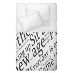 Abstract Minimalistic Text Typography Grayscale Focused Into Newspaper Duvet Cover (Single Size)