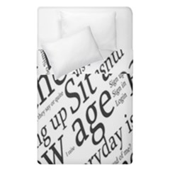 Abstract Minimalistic Text Typography Grayscale Focused Into Newspaper Duvet Cover Double Side (Single Size)
