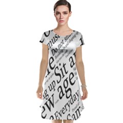 Abstract Minimalistic Text Typography Grayscale Focused Into Newspaper Cap Sleeve Nightdress