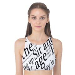 Abstract Minimalistic Text Typography Grayscale Focused Into Newspaper Tank Bikini Top